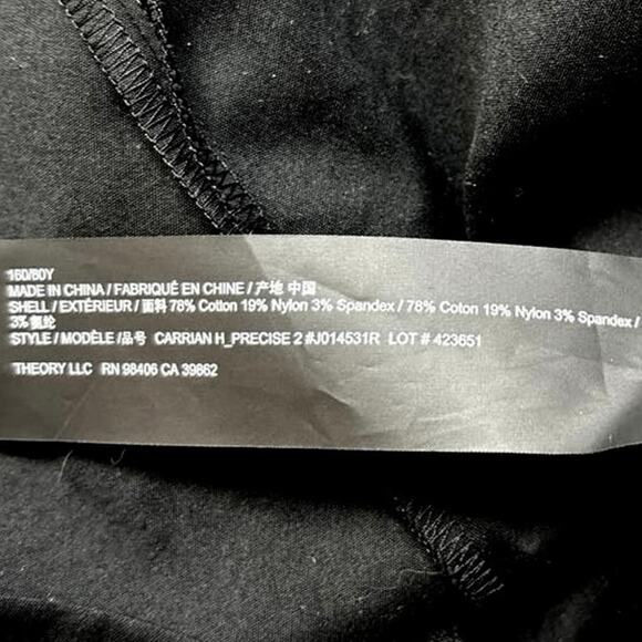 Theory Carrian H Women’s Black Short Sleeve Cotton Peplum Zip Blouse Top Sz XSP - Picture 8 of 9